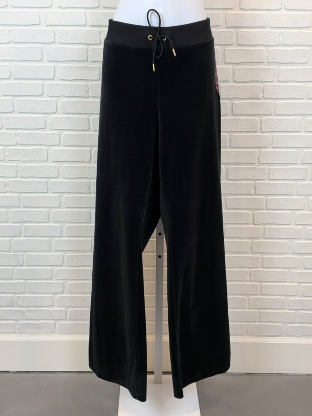 Juicy Couture Black Velour Wide-Leg Drawstring Pants XL